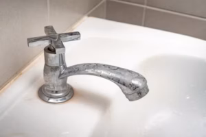 Hard water stains on faucet, dangers of water quality