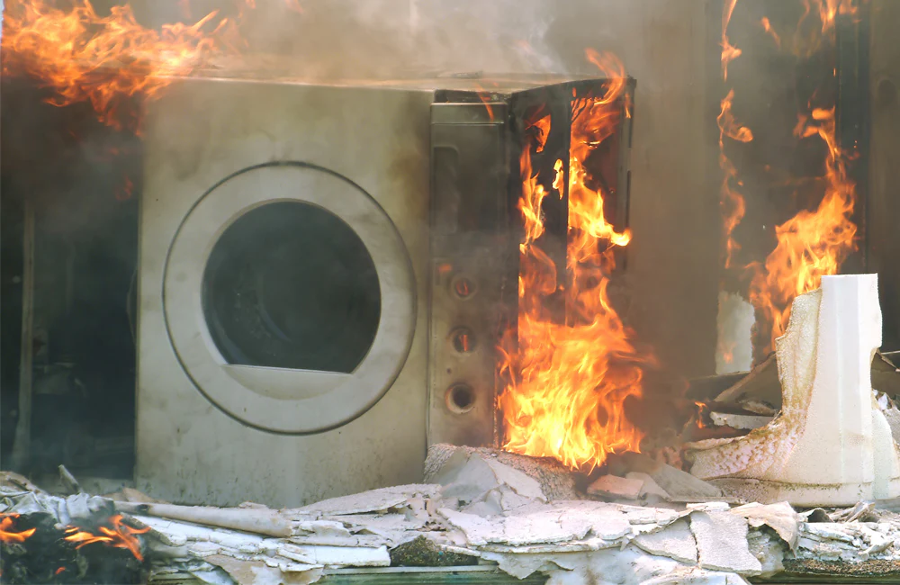 appliance on fire